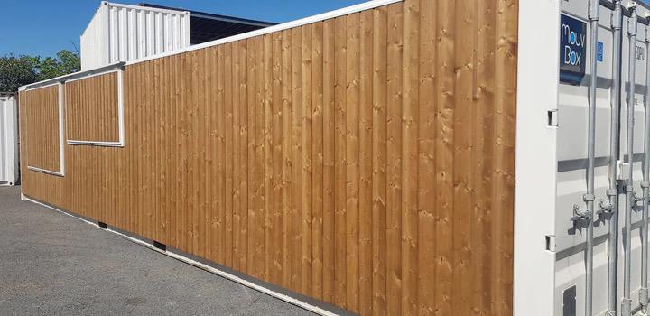 Barra contenedora de madera de 40′