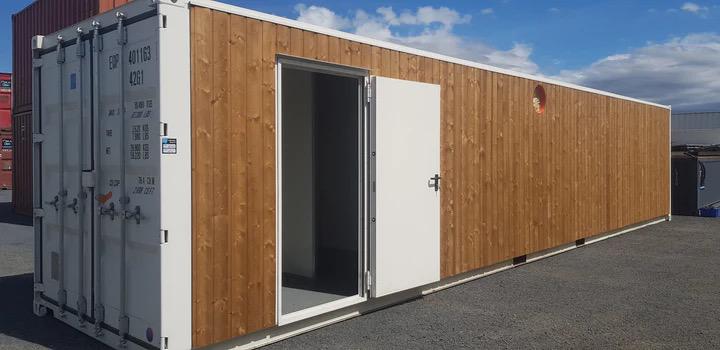Barra contenedora de madera de 40′