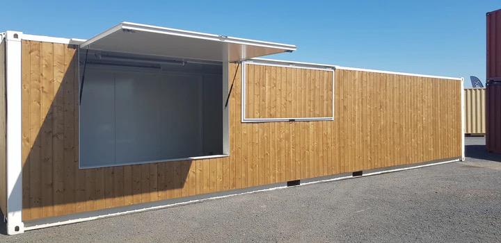 Barra contenedora de madera de 40′