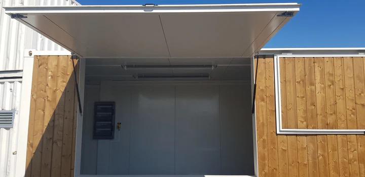 Barra contenedora de madera de 40′